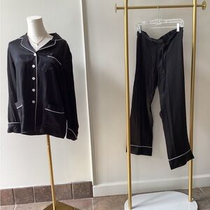 Black Women's Pajama Pants - Classic Contrast Piping